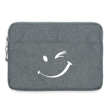 Clin d’œil, sourire clignant de l’œil - Sacoche pour ordinateur portable 15 pouces - gris chiné - Devant