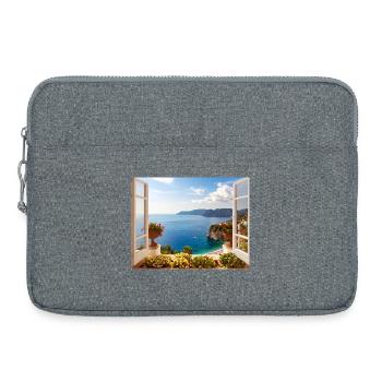 Vue panoramique de la côte méditerranéenne - Sacoche pour ordinateur portable 15 pouces - gris chiné - Devant