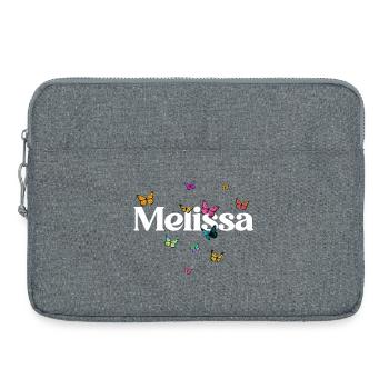 Schöner Mädchenname MELISSA mit Schmetterlingen  - Laptoptasche 15" - Grau meliert - Vorne