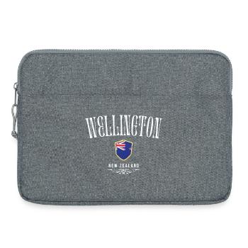 Wellington New Zealand, minimalist design - Laptop bag 15" - heather grey - Front
