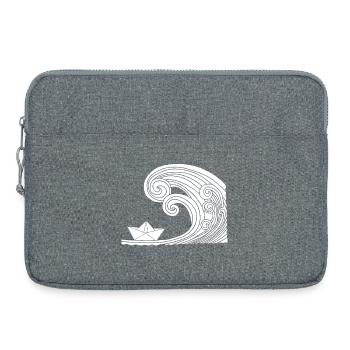 Bateau en papier et océan blanc - Sacoche pour ordinateur portable 15 pouces - gris chiné - Devant