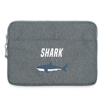 Design nautique Silhouette de requin Typographie audacieuse - Sacoche pour ordinateur portable 15 pouces - gris chiné - Devant