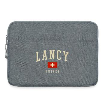 Lancy Suisse – style urbain avec un drapeau - Sacoche pour ordinateur portable 15 pouces - gris chiné - Devant