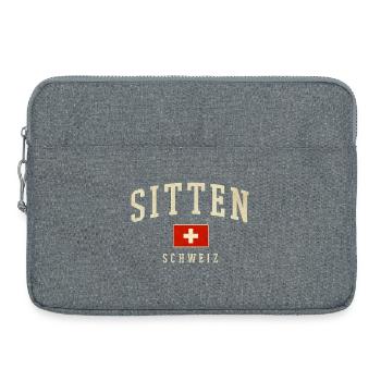Sion Switzerland – flag motif with local pride - Laptop bag 15" - heather grey - Front