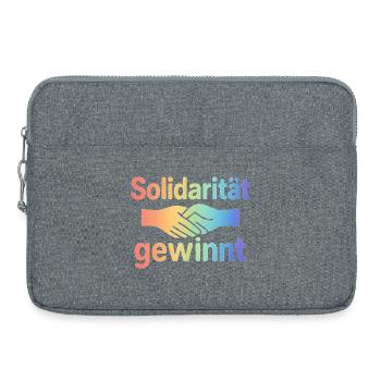 Zusammenhalt Spruch Hände Motiv - Laptoptasche 15" - Grau meliert - Vorne