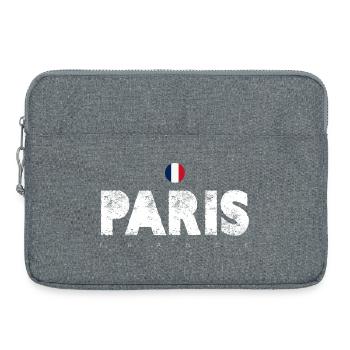 Glyphes en détresse de Paris avec drapeau français - Sacoche pour ordinateur portable 15 pouces - gris chiné - Devant
