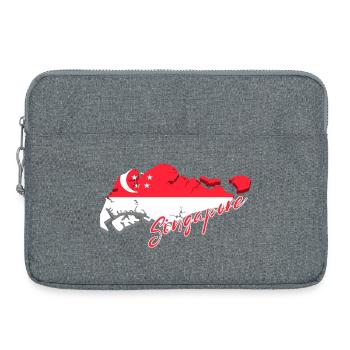 Landkarte von Singapur, Flagge von Singapur - Laptoptasche 15" - Grau meliert - Vorne