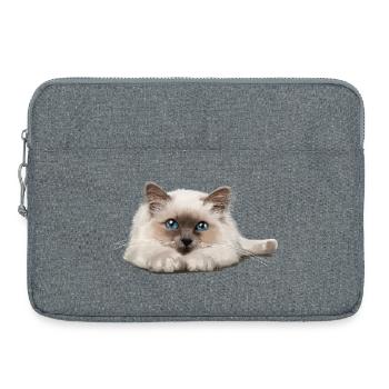 Chat aux yeux bleus au repos - Sacoche pour ordinateur portable 15 pouces - gris chiné - Devant