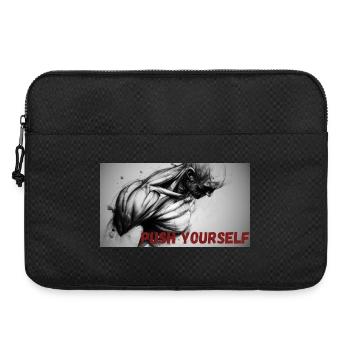 Dynamic Black and White Motif with Motivational Saying - Laptop bag 15" - black - Front