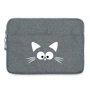 Chat Blanc Mignon | Tee-Shirt Kawaii Minimal - Sacoche pour ordinateur portable 15 pouces - gris chiné - Devant