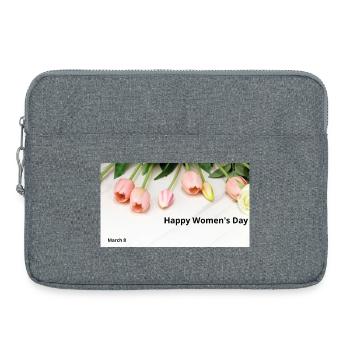 Bonne Journée des Femmes, Tulipes Roses - Sacoche pour ordinateur portable 15 pouces - gris chiné - Devant