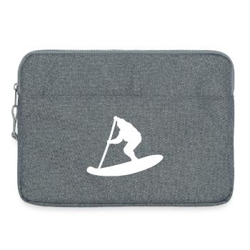 Minimalistische Stand Up Paddle Silhouette - Laptoptasche 15" - Grau meliert - Vorne