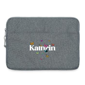 Beau prénom de fille avec des papillons KATHRIN - Sacoche pour ordinateur portable 15 pouces - gris chiné - Devant