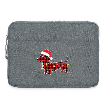 Chien Teckel Noël Plaid Rouge Carreaux - Sacoche pour ordinateur portable 15 pouces - gris chiné - Devant