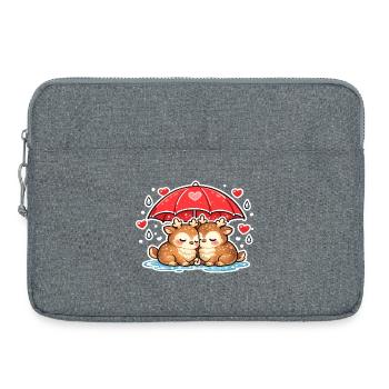 Two deer under umbrella - Laptop bag 15" - heather grey - Front