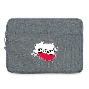 Drapeau polonais avec contour du pays - Sacoche pour ordinateur portable 15 pouces - gris chiné - Devant