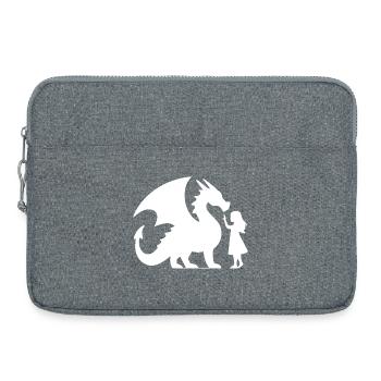 Episches Drachen- und Mädchen-Silhouetten-Design - Laptoptasche 15" - Grau meliert - Vorne