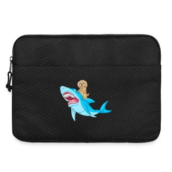 Verspielte Golden Doodle Welpe reitet Hai Design - Laptoptasche 15" - Schwarz - Vorne