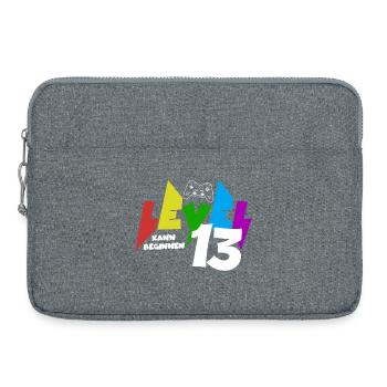 Level 13 Farbiges Gaming Motiv zum 13.Geburtstag - Laptoptasche 15" - Grau meliert - Vorne