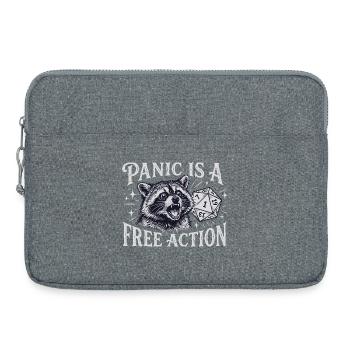 Panic is a Free Action – Raccoon D20 Design - Laptop bag 15" - heather grey - Front