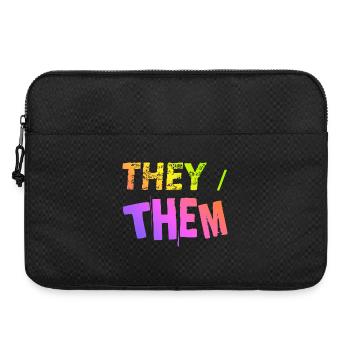 they / them Geschenkidee LGBTQ+ nonbinary Pronomen - Laptoptasche 15" - Schwarz - Vorne