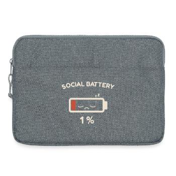 Social Battery 1% - Laptop bag 15" - heather grey - Front