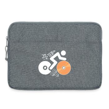 DJ Figure with Records and Musical Notes - Laptop bag 15" - heather grey - Front