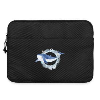 blue whale fish in coral reef in watercolor style - Laptop bag 15" - black - Front