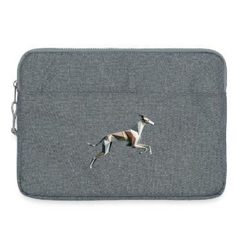chien levrier qui court origami géométrique 3d - Sacoche pour ordinateur portable 15 pouces - gris chiné - Devant