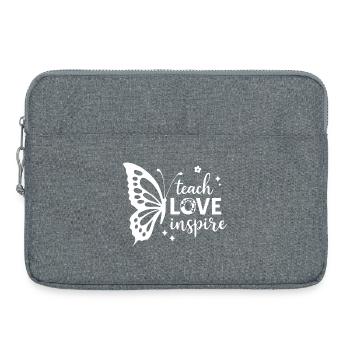 Stärkendes Schmetterlingsmotiv mit inspirierendem Text - Laptoptasche 15" - Grau meliert - Vorne