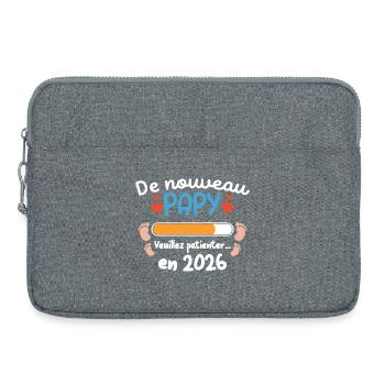De Nouveau Papy 2026 Humour Famille Annonce Grosse - Sacoche pour ordinateur portable 15 pouces - gris chiné - Devant