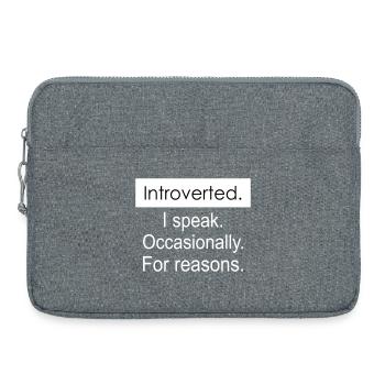 Introvertiert. Ich spreche gelegentlich aus bestimmten Gründen. - Laptoptasche 15" - Grau meliert - Vorne