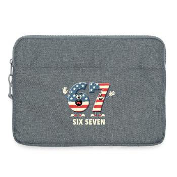 US Flag 67 Memes Six Seven - Sacoche pour ordinateur portable 15 pouces - gris chiné - Devant