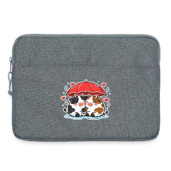 Cow duo under umbrella - Laptop bag 15" - heather grey - Front