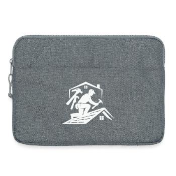 Silhouette du couvreur sur le toit - Sacoche pour ordinateur portable 15 pouces - gris chiné - Devant