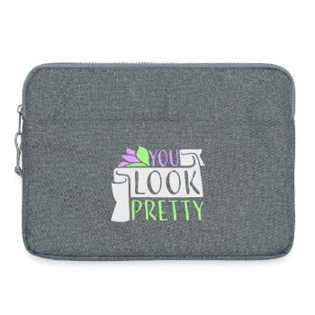 You Look Pretty Funny Complement Self Love Logo - Laptop bag 15" - heather grey - Front