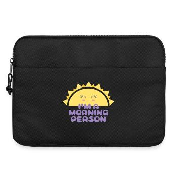 Fröhliche Sonne mit der Inschrift Ich bin ein Morgenmensch - Laptoptasche 15" - Schwarz - Vorne