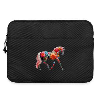 Horse decorated with flowers - Laptop bag 15" - black - Front