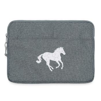 Cheval blanc au galop - Sacoche pour ordinateur portable 15 pouces - gris chiné - Devant