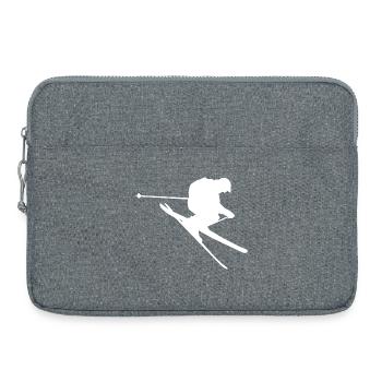 Minimalistischer Skifahrer Winterabfahrt  - Laptoptasche 15" - Grau meliert - Vorne
