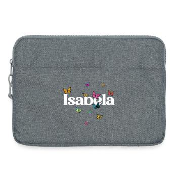 Beau prénom de fille avec des papillons ISABELA - Sacoche pour ordinateur portable 15 pouces - gris chiné - Devant