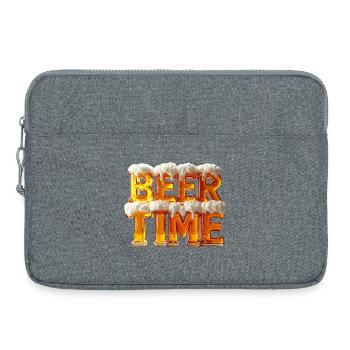 Beer Time – 3D Beer Glass Letters with Foam - Laptop bag 15" - heather grey - Front