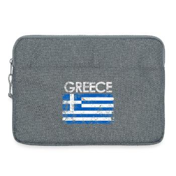 Distressed Greece Flag Graphic - Laptop bag 15" - heather grey - Front