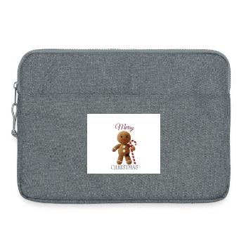 Bonhomme en pain d’épices avec canne de sucre d’orge - Sacoche pour ordinateur portable 15 pouces - gris chiné - Devant