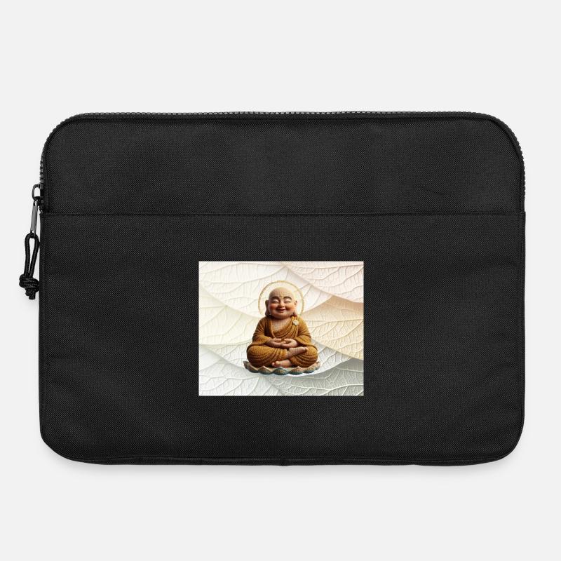 Buddha on leaf pattern - Laptop bag 15" - black