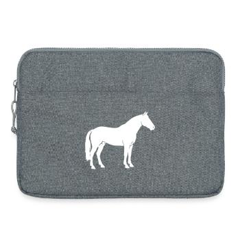Pferd Silhouette Stehend Reiten Vektor - Laptoptasche 15" - Grau meliert - Vorne