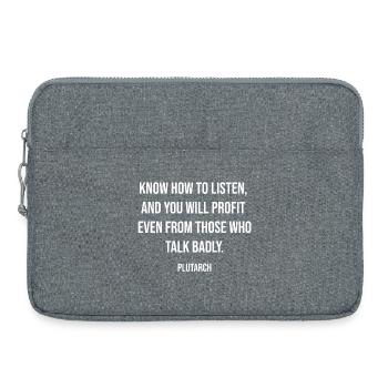Listening Profit Typography: Plutarch Quote - Laptop bag 15" - heather grey - Front