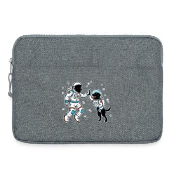 Astronautenhund Labrador Black High Five im Weltraum - Laptoptasche 15" - Grau meliert - Vorne