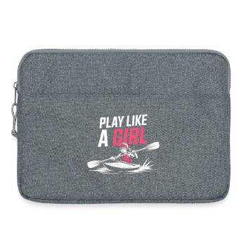 Cadeau de la Chemise de Fille Kayak Play Like A Girl - Sacoche pour ordinateur portable 15 pouces - gris chiné - Devant