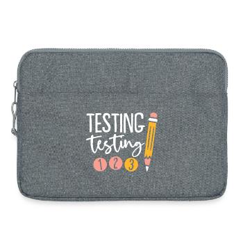 Testing Pencil Doodles on Black - Laptop bag 15" - heather grey - Front
